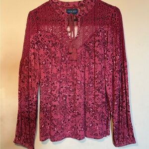 Cherokee Women's Burgundy Floral Blouse Size S